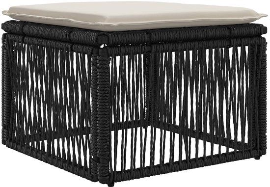 vidaXL Voetensteun Zwart Polyrattan