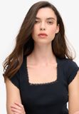 Superdry T-shirt à col carré essentiel Femme Bleu