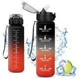 Vikaster Drinkfles voor school, waterfles met rietje, lekvrij, BPA-vrij, sportfles voor camping, yoga, gym, school, outdoor