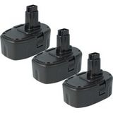 vhbw 3x batterie compatible avec Dewalt DW959, DW960B, DW959K-2, DW960, DW987, DW938, DW938K, DW960K, DW960K-2, DW958 outil (3000 mAh, Li-Ion, 18 V)