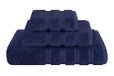 American Soft Linen Premium 3-delige handdoekenset, 1 badhanddoek, 1 handdoek 1 washandje, 600 g/m², 100% katoen, Turkse handdoeken voor badkamer, marineblauwe handdoekenset