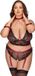 Cottelli Longline Beha Bondage Lingerie Set Zwart/Rood 4XL