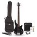 Gear4music Chicago Basgitaar + 15 W Versterkerpakket, Zwart