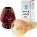 Bol Matcha set Bambou Fouet et Fouet Support - Profond Rouge avec Noir