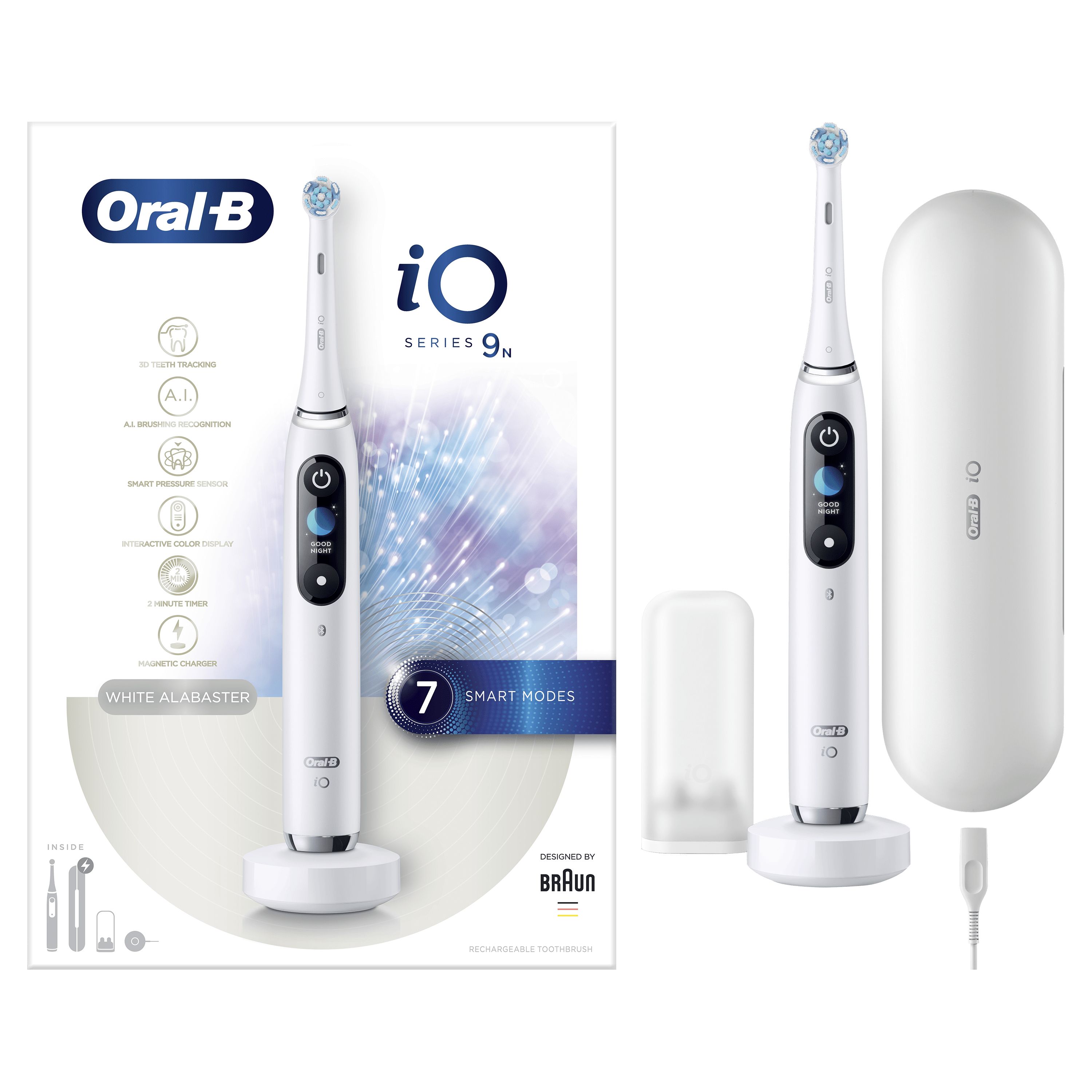 Oral-B iO 9n Elektrische Tandenborstel - Wit - Volwassenen - Vibrerend