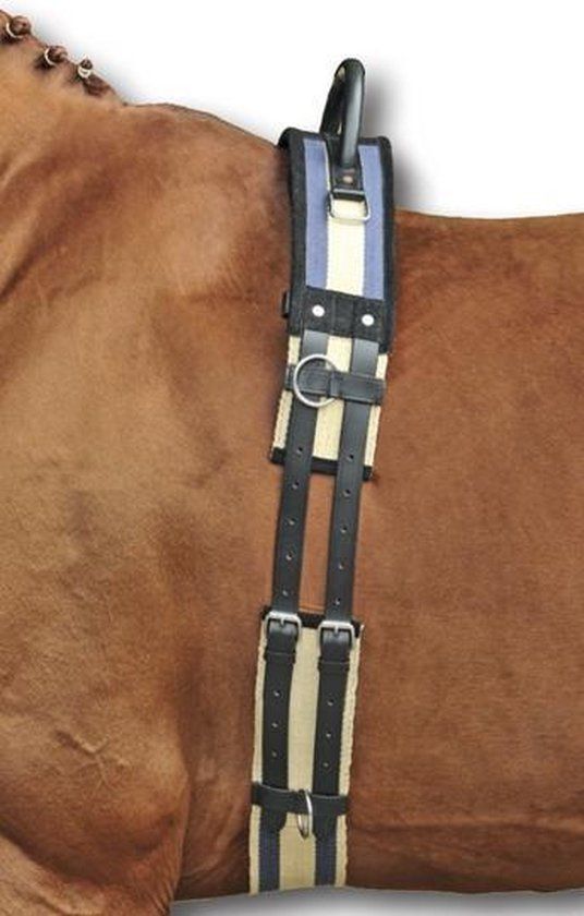 HKM Longeersingel met handvat donkerblauw/beige Paard