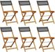 vidaXL Fauteuils pliants, 6 pièces, noir, en polyrotin et bois massif