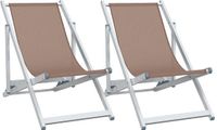 vidaXL Opklapbare stoelen, 2 stuks, bruin aluminium en textilene