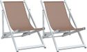 vidaXL Opklapbare stoelen, 2 stuks, bruin aluminium en textilene