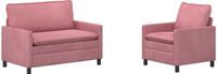 vidaXL Bankstel 2 zit Roze Fluweel