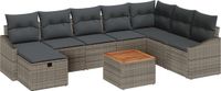 vidaXL Tuinbank - Set - 9 - st - Grijs - Poly - rattan
