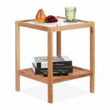 Relaxdays salontafel - hout - glas - 50 x 40 x 40 cm