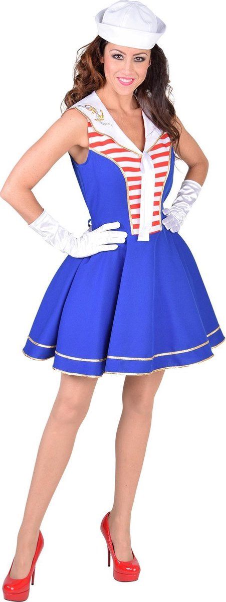 Magic design Verkleedjurk Matroos Dames Polyester Maat XXL - Blauw