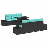 vidaXL Tuinbank - Set - 7 - st - 6-Aantal - zitplaatsen - Zwart - en - Turkoois