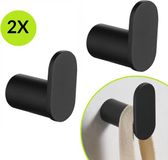 XIVADA Handdoekhaakjes Zwart - Boren - 2x Wandhaakjes - Handdoekhouder Badkamer