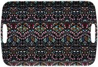 5Five Design plateau en mélamine - 39 x 26 x 2 cm - imprimé fleurs anthracite