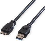 ROLINE USB 3.2 Gen 1 kabel, type A M - Micro A M, zwart, 2 m