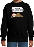 Bellatio Decorations Luiaard Kersttrui sweater - Wake me up when christmas is over - zwart - voor kinderen - Kerstkleding - Dieren 98/104