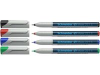 Schneider 221 S universele marker (non-permanent, vochtig afwasbaar, 0,4 mm) etui met 4 stuks, zwart/rood/blauw/groen