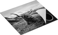Chefcare Inductie Beschermer Schotse Hooglander in de Bergen - Zwart Wit - 57,6x51,6 cm