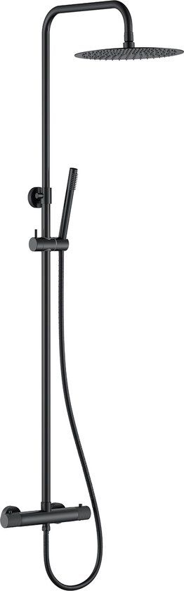 Wiesbaden Ribbd Thermostatische Regendoucheset Opbouw Mat Zwart