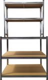 BRASQ Robuuste Werkbank RVS - Werktafel met 5 MDF-Planken - 100x60x180cm - Draagkracht Max. 550 KG