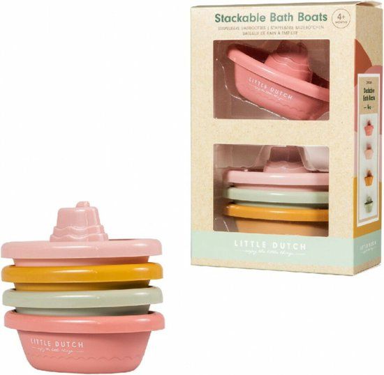 Little Dutch Badspeelgoed Stapelbare Badbootjes - Roze - 4 stuks