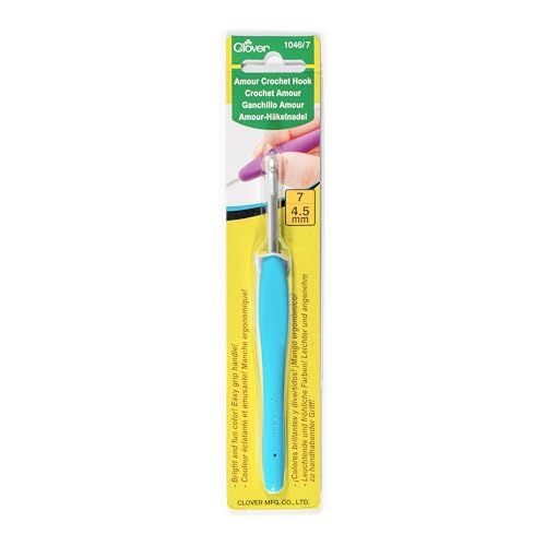 Clover Amour haaknaald, metaal, blauw, 4,5 mm