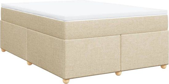 vidaXL Boxspring met matras stof crèmekleurig 140x190 cm