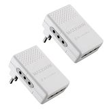 Electraline 92308 Multipresa Tripe 92308 Set 2 adapters, 3-zits 10 A stekker, klein 10 A - voeding, drievoudig inklapbaar, wit, 92308