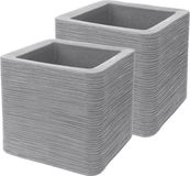 Pro Garden Pot carré - 2x - Jardin - plastique résistant - gris clair - 38 x 38 x 33 cm