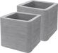 Pro Garden Pot carré - 2x - Jardin - plastique résistant - gris clair - 38 x 38 x 33 cm