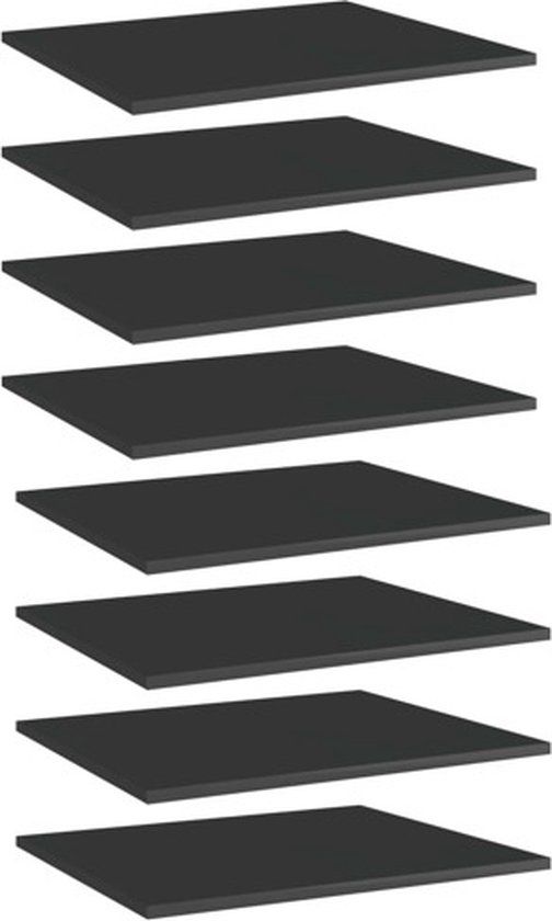 vidaXL Wandschappen - 8 stuks - Hoogglans zwart - 60x50x1,5 cm