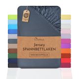 NatureMark Jersey hoeslaken, 100% katoen, in vele maten en kleuren, merkkwaliteit, Öko-Tex-standaard 100 (90x200-140x200 cm, Antraciet)