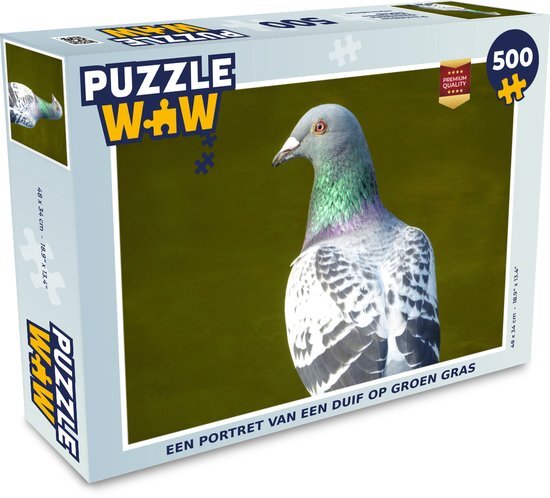 MuchoWow Puzzel Een een duif op groen gras - Legpuzzel - Puzzel 500 stukjes