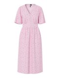 Pctala PIECES PCTALA SS MIDI DRESS WVN NOOS BC Vrouwen A-lijn Jurk Korte mouw Gebloemd Viscose Roseate Spoonbill