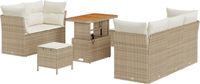 vidaXL Tuinbank Set 8-delig Beige Poly Rattan