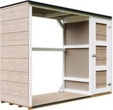 Timbela M981-TERRA BROWN - LP SmartSide Buitenopslag voor brandhout - 1,09 m² + 0,53 m² - 75x217xH159 cm - Gereedschaps- en houtopslag met verf