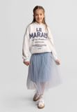 Minoti Geplooide Tule Maxi Rok Meisjes - Katoen - Grijs