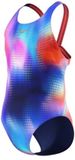 Speedo Print Leaderback 1P Meisjes - Chloorbestendig Badpak Meisjes - Kleurvast Zwempak Meisjes - Sportbadpak Meisjes met Leaderback-Rug - Roze/Blauw - 152