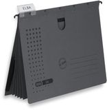 ELBA 100333016 Meervoudige hangmappen chic Ultimate, verpakking van 5 stuks van gerecycled karton voor DIN A4 met 5 tabbladen en schriften binnenvak op de rug in antraciet