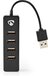 Nedis USB-Hub - 4x USB 2.0 A - USB-A Male - Zwart