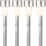 Lumineo Set de lampes solaires de jardin - 10 pièces - Cylindre - 24 cm - Acier inoxydable - Lumière blanc chaud