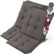 Beautissu Set van 6 Coussin de dossier bas Premium 100x50 cm - Coussin résistant aux UV et de 8 cm d'épaisseur pour chaise de jardin avec sangles antidérapantes Tissu résistant Taupe