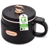 NutriChef Draagbare Elektrische Rijstkoker & Lunchmaker | Multifunctionele Antiaanbak Coating | Digitaal Bediening Paneel | 6 Kookfuncties: Rijst, Soep, Stoofpot, Pap & Meer | Zwart 1,6 L