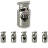 Ganzoo set elegante zilverkleurige metalen koordstoppers/koordklemmen (rechte vorm/1 gat) voor touwen, jassen en nog veel meer. Gemaakt van metaal, gemerkt (set van 5, zilverkleurig).