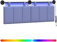 vidaXL Hangend hoofdbord Met LED-verlichting Jeans Blauw Stof