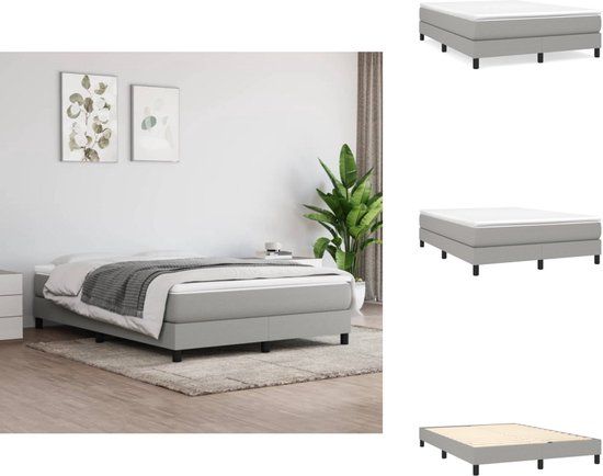 vidaXL Boxspring met matras stof lichtgrijs 140x190 cm