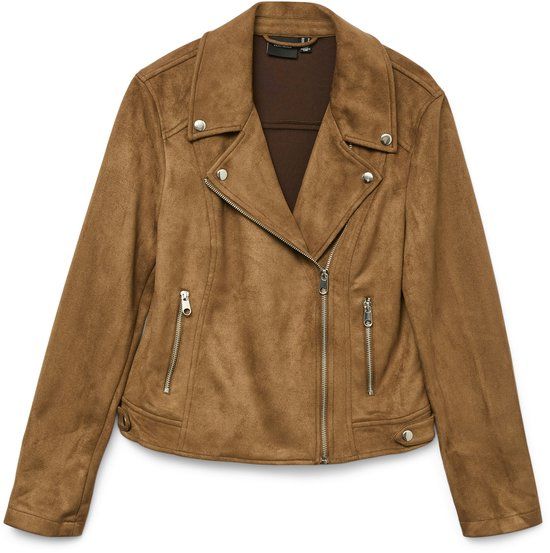 Vero Moda Vmjose Short Faux Suede Jacket Noos 10300938 Cognac Women's Size - M