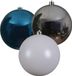 Decoris Kaemingk B.V. 3x stuks grote kerstballen van 20 cm glans van kunststof zilver blauw en wit